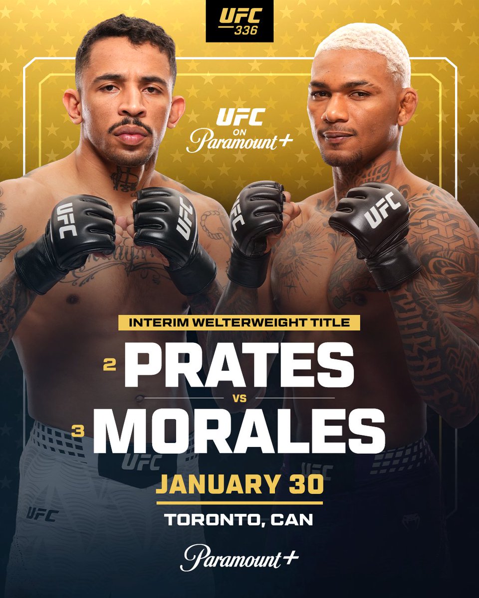 UFConParamount's tweet photo. FOR THE INTERIM WELTERWEIGHT BELT 🏆

@thenightmare170 vs. @michaellmma 

[ #UFC336 | Jan 30 on@paramountplus ] https://t.co/PMzu9hrTa0