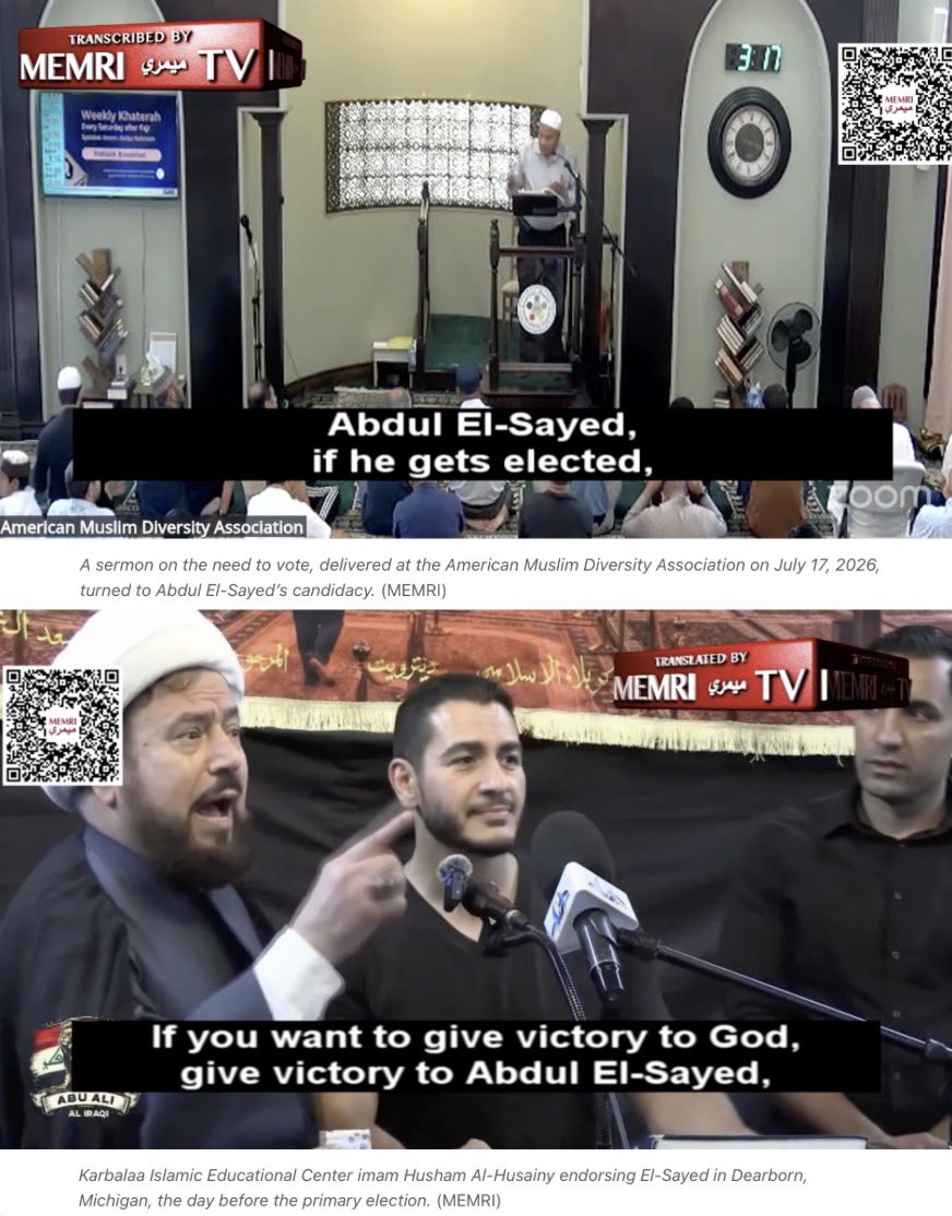 JamesHartline's tweet photo. In violation of federal and state laws, Islamist extremists at non-profit Islamist organizations have commanded followers to vote for Islamist Communist Democrat Abdul El-Sayed as a religious obligation. Many of the Islamists tied to Abdul El-Sayed have links to Islamic terrorist organizations and the Islamic Iranian terrorist regime. Can you imagine Abdul El-Sayed having access to classified military intel and top secret U.S. military documents in the U.S. senate? That's what's at stake in the 2026 midterm elections.