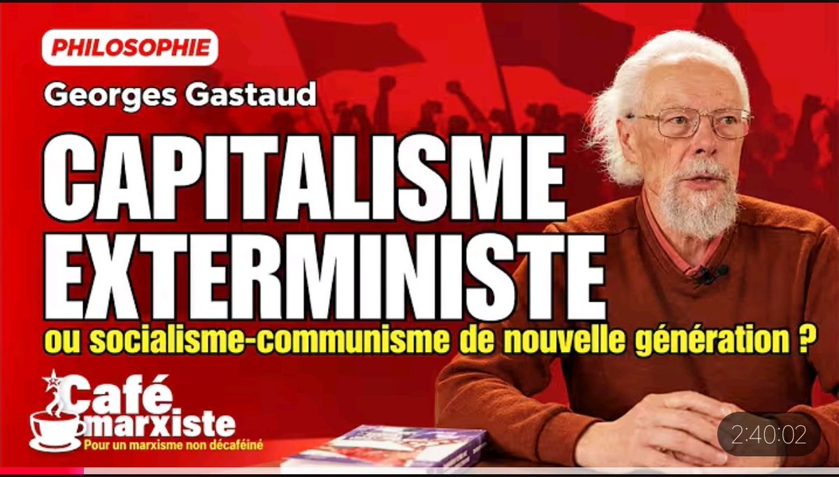 PRCF_'s tweet photo. 📽️Nouvelle vidéo du @cafe_marxiste (2h40) :
Capitalisme exterministe ou socialisme-communisme de nouvelle génération ?

Face à un capitalisme mondial de plus en plus fascisant et proprement exterministe tout prêt à se lancer dans une guerre impérialiste mondiale (et même nucléaire), Georges Gastaud, philosophe marxiste et auteur notamment de l'essai récent "Sombres nuées et rouges lueurs", paru sur le site Initiative communiste propose de réfléchir aux tâches qui s'en déduisent pour un socialisme-communiste de nouvelle génération.

Lien vers la vidéo :
https://t.co/Q5jBuN9xyX