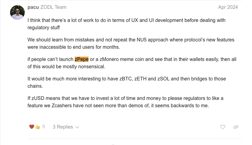 stellarbased's tweet photo. @Narutoumuzaki_ $zPepe is for sure better than $ZCAT indeed. Its lore is rooted in zCash's proposal/mentioning of a "zPepe" in the past by the actual team on their community forum back in 2024. 

https://t.co/0oxwWC98HU https://t.co/OlOq9PJI9X
