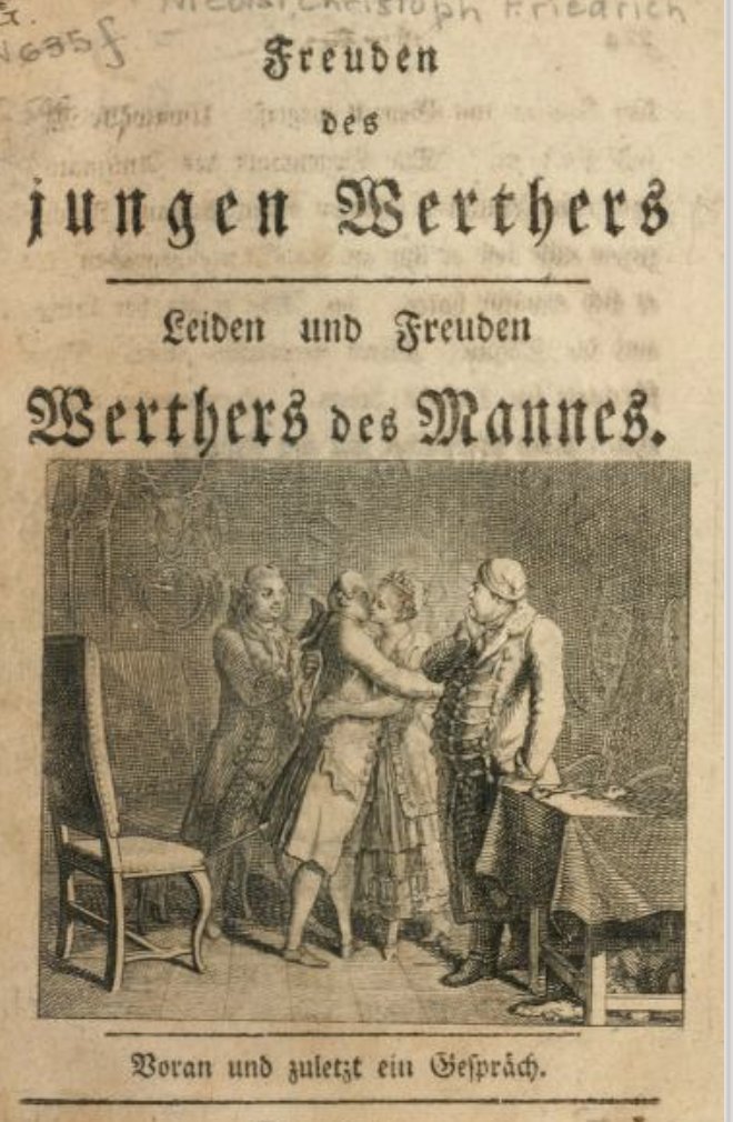 PublicDomainRev's tweet photo. The Joys of Young Werther (1775) — a year after Goethe’s tale of teenage angst and suicide,  came this satire giving it a Hollywood ending: https://t.co/Mbp2nF1Nxy https://t.co/OxtvKD2ogT