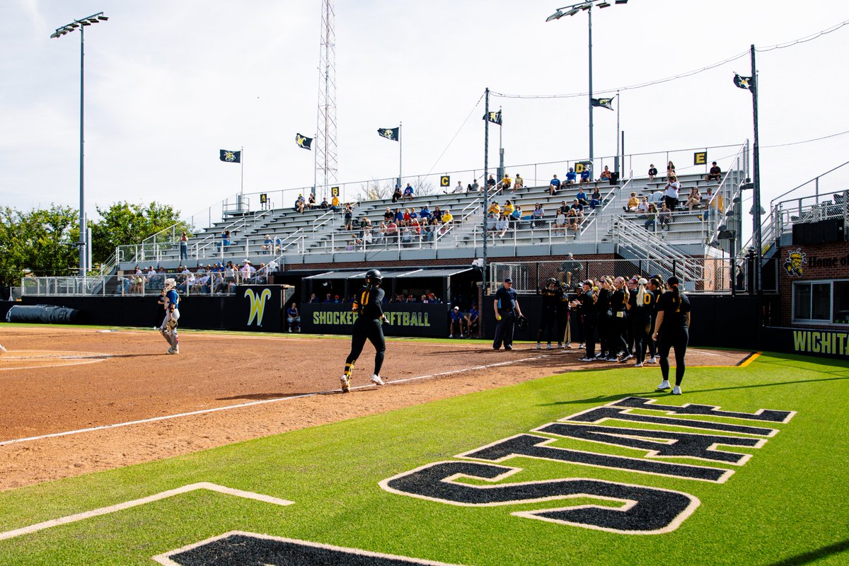 GoShockersSB's tweet photo. Come for the tater, stay for the celly in the dugout with @BIGHORN78 😂 https://t.co/6DpUmoY8ca