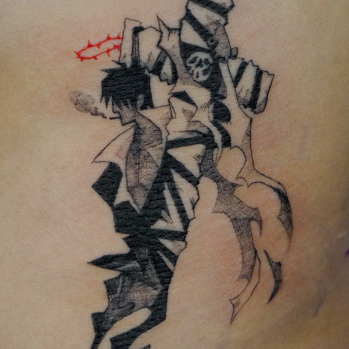 Nep_ook's tweet photo. Another Wolfwood tatt, this time for @pawschamp !! Oh ww you are so loved..... https://t.co/0kIfeDx9V0