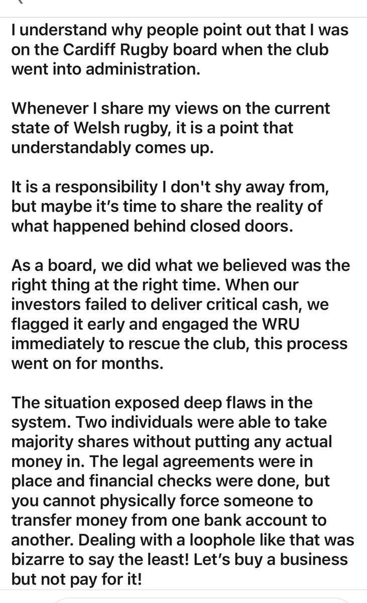 HayleyParsonsx's tweet photo. @Oweninsouts Hi Owen, you are right about me being on the board at Cardiff rugby and it’s an important point you make. I’ve just addressed it on my LinkedIn, take a look 👍 https://t.co/dOKnFOyWjT