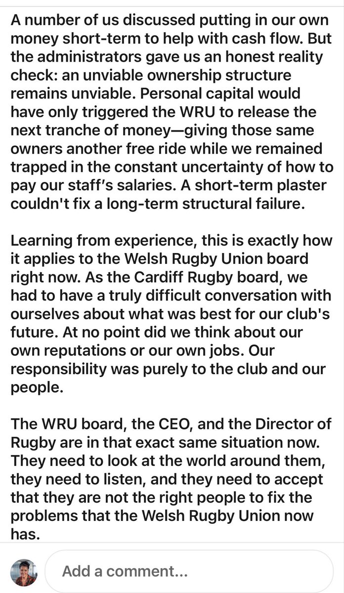 HayleyParsonsx's tweet photo. @Oweninsouts Hi Owen, you are right about me being on the board at Cardiff rugby and it’s an important point you make. I’ve just addressed it on my LinkedIn, take a look 👍 https://t.co/dOKnFOyWjT