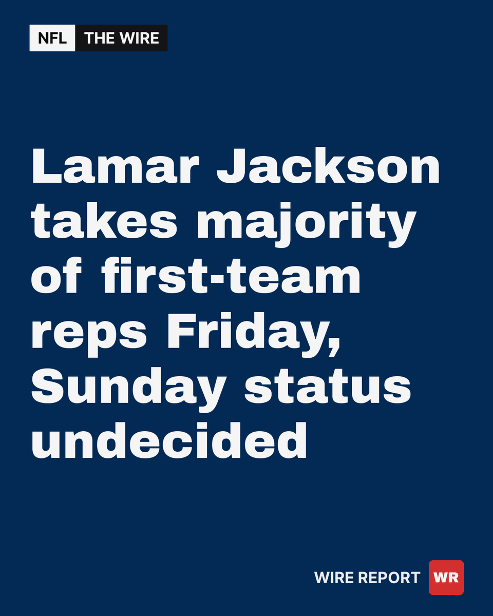 WireReportOrg's tweet photo. 🏈 Lamar Jackson takes majority of first-team reps Friday, Sunday status undecided. https://t.co/o5dsX0IyUV