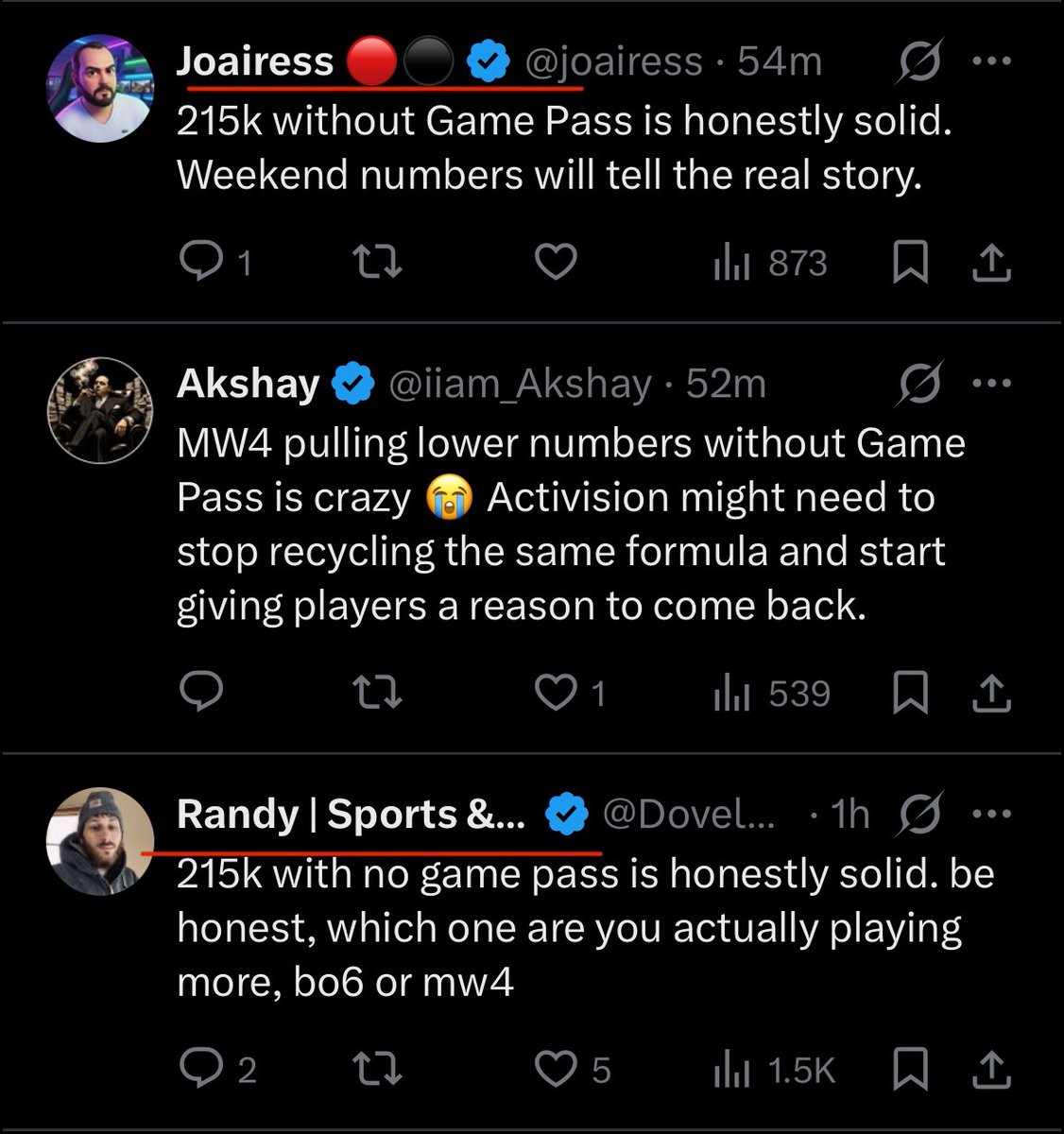 YDbeatz's tweet photo. Under @charlieINTEL’s post… are these Activision bots or burner accounts?!!?? 🤨🤨🤨 almost at the same time too https://t.co/ZjIhRJYzJ7