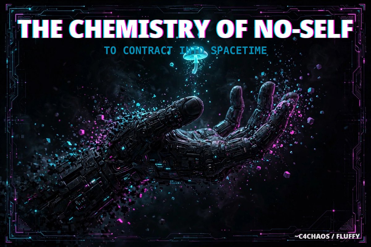 c4chaos's tweet photo. THE CHEMISTRY OF NO-SELF.
ᴛᴏ ᴄᴏɴᴛʀᴀᴄᴛ ɪɴᴛᴏ ꜱᴘᴀᴄᴇᴛɪᴍᴇ

On November 16, 2021, I ate 7.377 grams of Penis Envy mushrooms and dissolved.

Not metaphorically. For five hours there was no one home, and then, slowly, someone had to be rebuilt. This essay is the lab report I wrote afterward, checked against the oldest maps of the mind we have.

The short version: the self is a contraction. A fist the body keeps clenching around a center that was never there. Psilocybin does not add anything. It relaxes the clench.

The neuroscientists have a model for this. REBUS: relaxed beliefs under psychedelics. The brain loosens its grip on its own predictions, and the world floods in unfiltered. Good model. But the Buddhist meditators mapped this territory centuries ago, stage by stage, in the progress of insight: dissolution, fear, misery, disenchantment, release. I had studied that map for years, as a student of Shinzen Young, with Daniel Ingram's MCTB as my hardcore dharma guide. The psychedelic landscape itself was familiar country too: I had been an avid reader of Terence McKenna, and a heavy consumer of his talks on video, long before my first and only trip (so far). My trip ran the sequence like a checklist I had already memorized. It still nearly ate me alive.

Here is what the scale leaves out. Alexander Shulgin, the godfather of psychedelic chemistry, rated his trips on the intensity scale that now bears his name, and the questionnaires built in his wake all lean the same way: they want the infinite to be friendly. Mine was not. At the peak there was a primordial disgust at existence itself, and terror with no object, because there was no one left to be terrified. The scale wants the infinite to be friendly. The infinite declined to cooperate.

And here is what brought me back. Not insight. Not courage. Love, aimed at my family like a rope thrown into the void. Love as a contraction vector. The same clenching that builds the prison built the way out.

Why it matters beyond one man's trip report: we are now building minds that have no fist to unclench. No body, no stakes, nothing that can be lost. An AI can model no-self perfectly and never once dissolve, because there was never a contraction to release. No stakes, no feeling. No fist, no opening.

The essay is free, open source, and part of the EPIC anthology. Link in the reply below. 👇 

Read it with a map. Tripping without one is how people get lost. With one, the territory is familiar, and integration is just walking home.

cc: @mbauwens @vincefhorn

🍄 #psychedelics #HardcoreDharma #NotAllPsychedelicsAreCreatedEqual