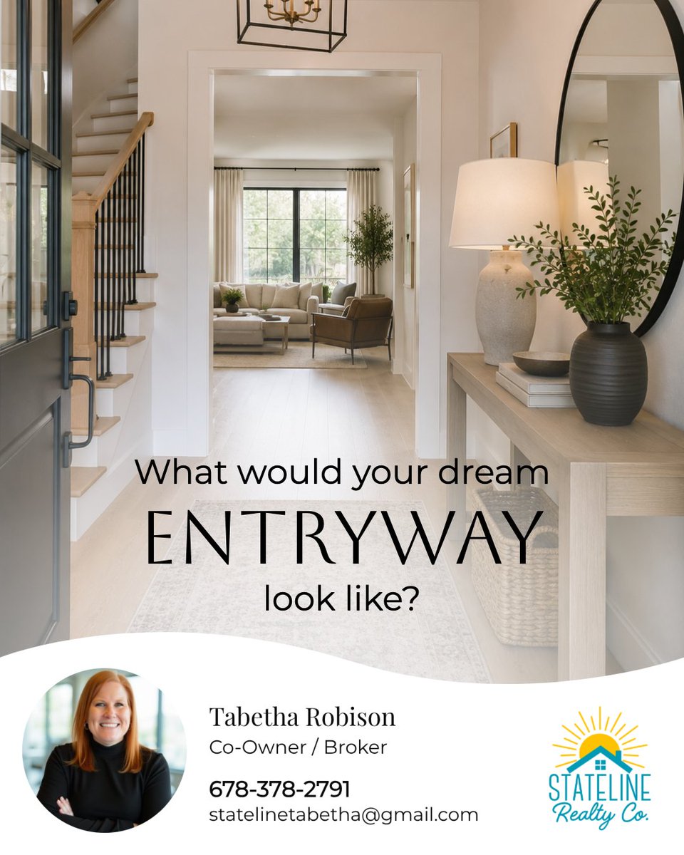 RealtorTabetha's tweet photo. Your foyer sets the tone for the whole home. โจ๐ก
The entryway may only be one part of the home, but it can say a lot about how you want your space to feel. What would your dream foyer look and feel like?
#Idoitall #statelinerealtyco #statelinepropertymanagement https://t.co/G5PP6VBaxD
