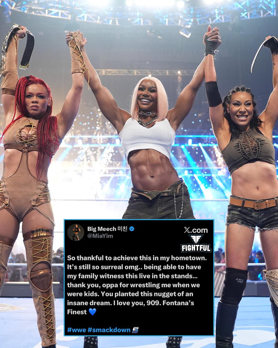 Fightful's tweet photo. Michin spoke after winning her first championship in WWE in her hometown https://t.co/wB3c3oAVU2