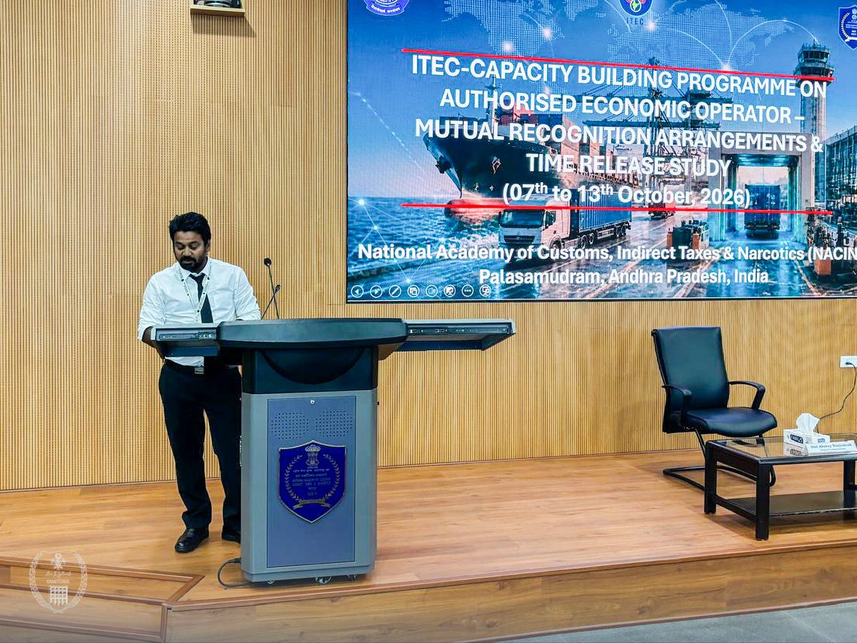 CustomsMv's tweet photo. “ITEC Course on Authorized Economic Operator (AEO), Mutual Recognition Arrangements (MRA) &amp; Time Release Study (TRS)”

🔹 Superintendent Ali Zubair
🔹Chief Customs Officer Ahmed Naif

@ITECnetwork https://t.co/ajUZfEN5Yi
