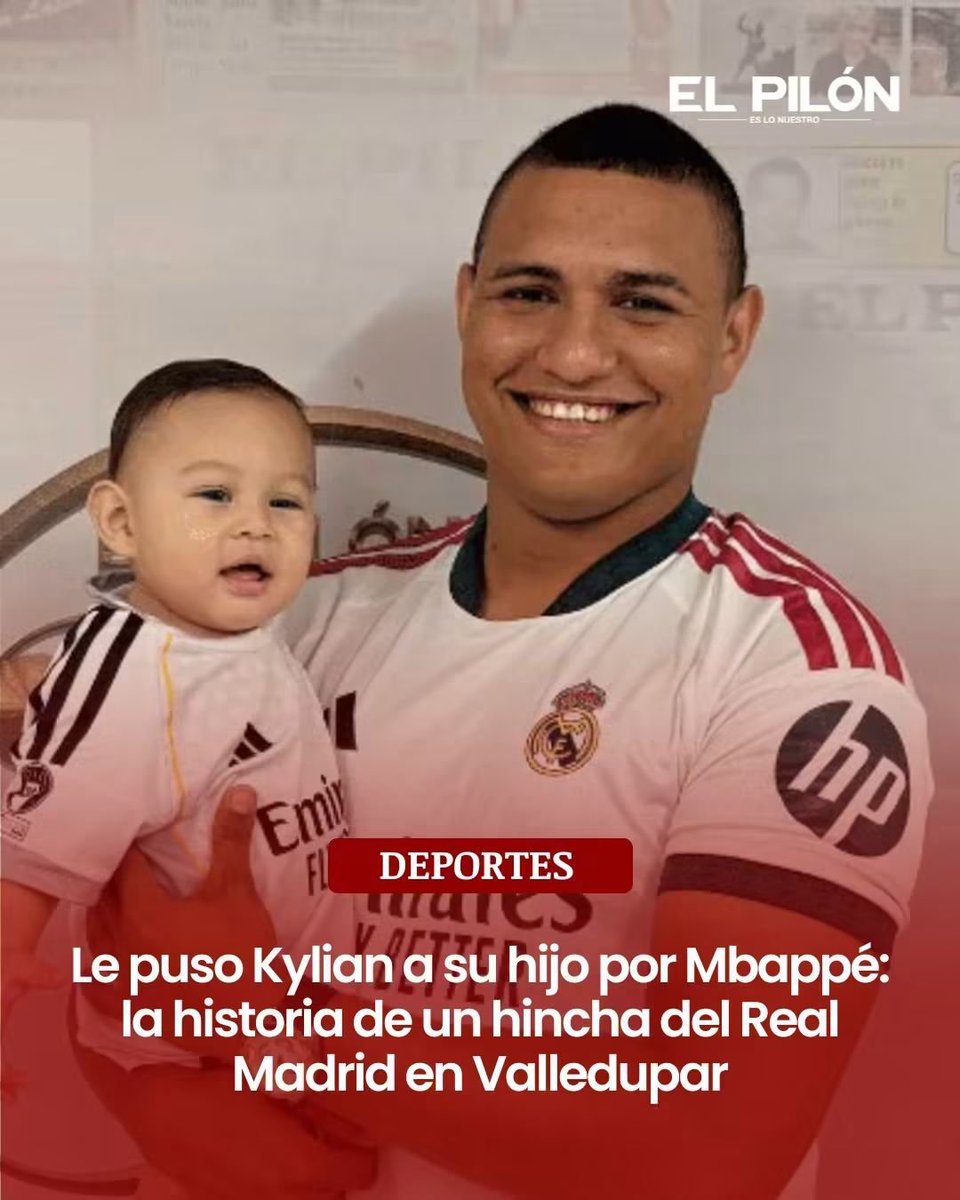 El_Pilon's tweet photo. #Deportes⚽🤩 Le puso Kylian a su hijo por Mbappé: la historia de un hincha del Real Madrid en Valledupar

Lea: https://t.co/oiDERzVOUG https://t.co/zaKy6woZKe