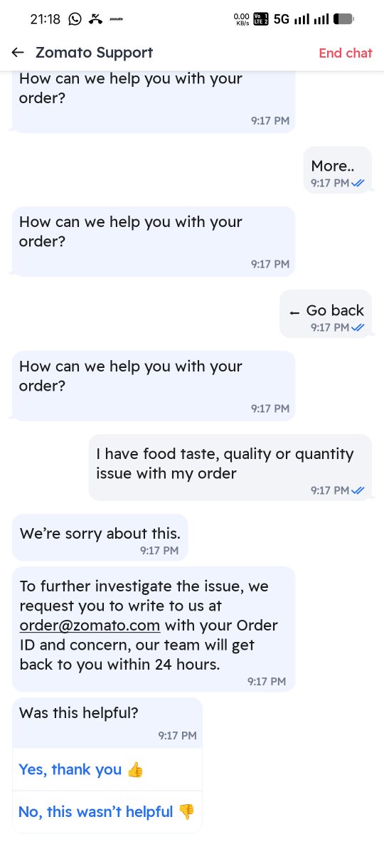 JachonB's tweet photo. @zomatocare @zomato 
Boss why do you have a customer support if you can't take complaints on app?
You collect platform fees, gold membership cost to give me this bullshit? 

Oil enough for US to invade. https://t.co/RGUjH6zQkY