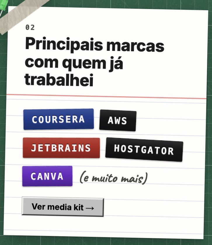 andersonbrdev's tweet photo. @devcelio ficou muito legal isso

so adicionaria as logos das marcas aqui, demorei para identificar tive que parar e ler https://t.co/3nzPVdrSJ3