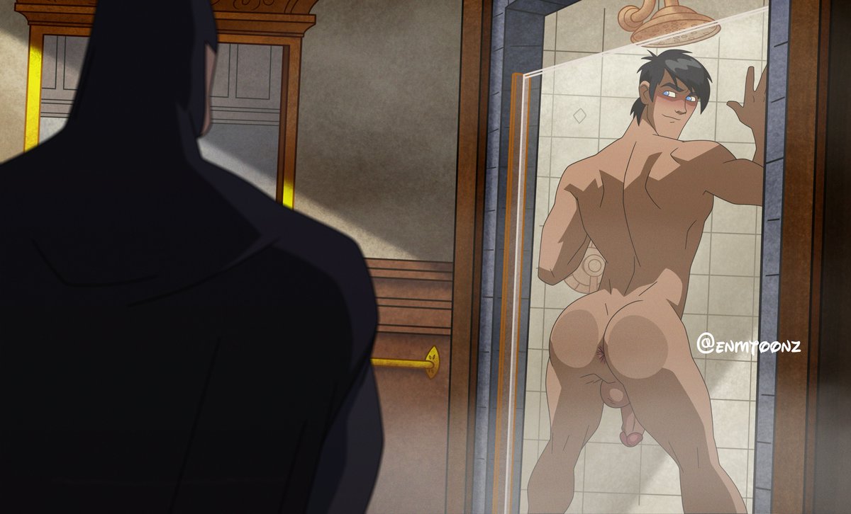 enmtoonz's tweet photo. Nightwing is hard pressed to seduce Batman in the shower. Who could resist that ass?🍑 https://t.co/uFzxQiIhSC