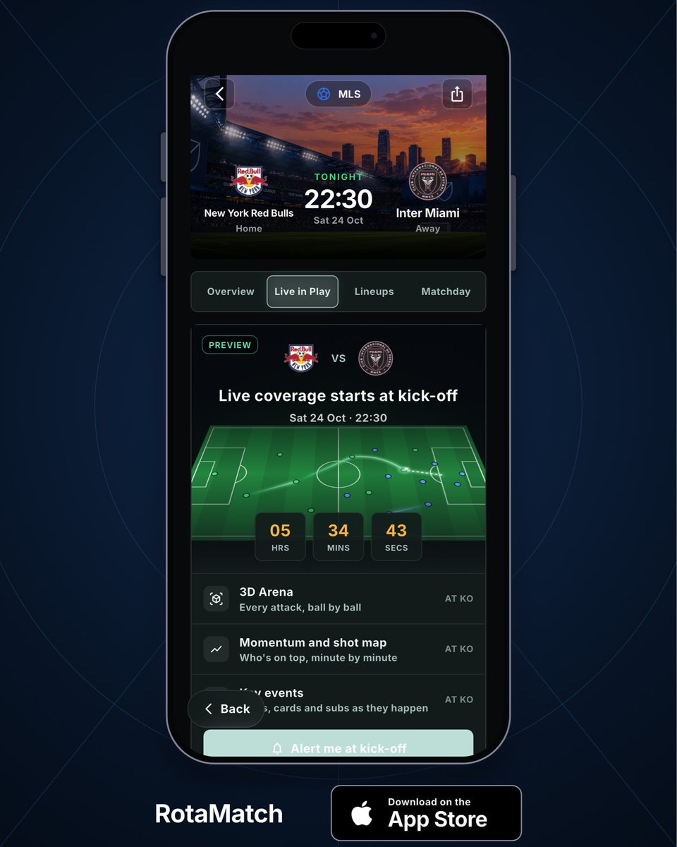 Rotamatch's tweet photo. ⚽🇺🇸 MATCHDAY WATCH

New York Red Bulls 🆚 Inter Miami
📅 Sat, 24 Oct | ⏰ 22:30 BST
🏆 MLS

The model makes Inter Miami 51% favourites. Can New York Red Bulls spoil it? 👀

Got a shift that day? Open https://t.co/YBkSkCPY8p to see instantly if you can make kick-off — or if you need to put in for time off. 👊

#NYRedBulls #InterMiamiCF #MLS #Football #RotaMatch #messi #miami #soccer #usa