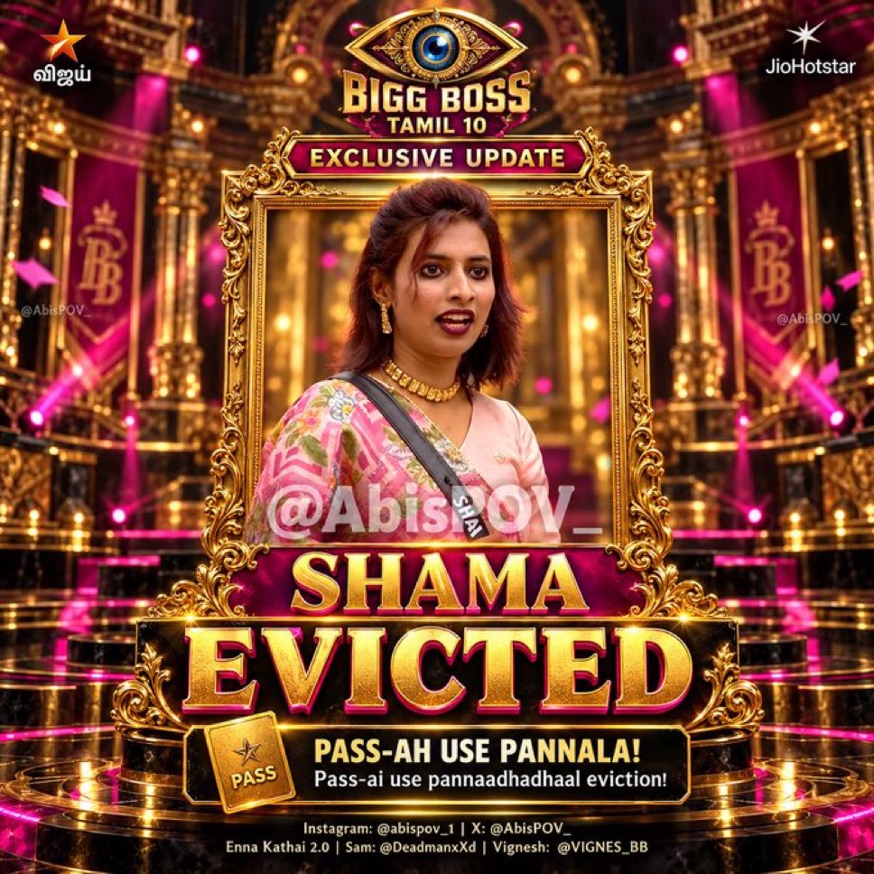 ashads66's tweet photo. Another Shocker !! 

#shama ! 

Goodbye ! 

#biggbosstamil10 https://t.co/z6MAghF94u