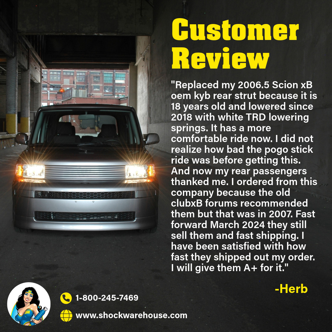 Shockwarehouse's tweet photo. Feedback like this makes our day at Shockwarehouse! 😄

Check out KYB and other brands' parts that are perfect for your 2006 Scion xB today!
👉https://t.co/saAT6Tje9X👈

#CustomerSatisfaction #Reviews #Feedback #KYB #Scion #ScionxB2006 #Shockwarehouse #CarParts https://t.co/LEllByXBoG