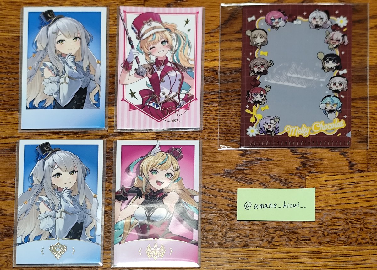 amane_hisui__'s tweet photo. 【交換】にじさんじ　チェキ風カード•メタルカード

譲：画像1枚目と2枚目

求：画像3枚目と4枚目
(優先順位①＞②＞③)

郵送のみ
お気軽にお声がけください🙇‍♀️
1枚目下段ボイスカード🚺今後枚数増える予定です

交換が決まったものにはマークをつけリプに最新版として貼り付けるので確認お願いします https://t.co/Eyif3AN9Xa
