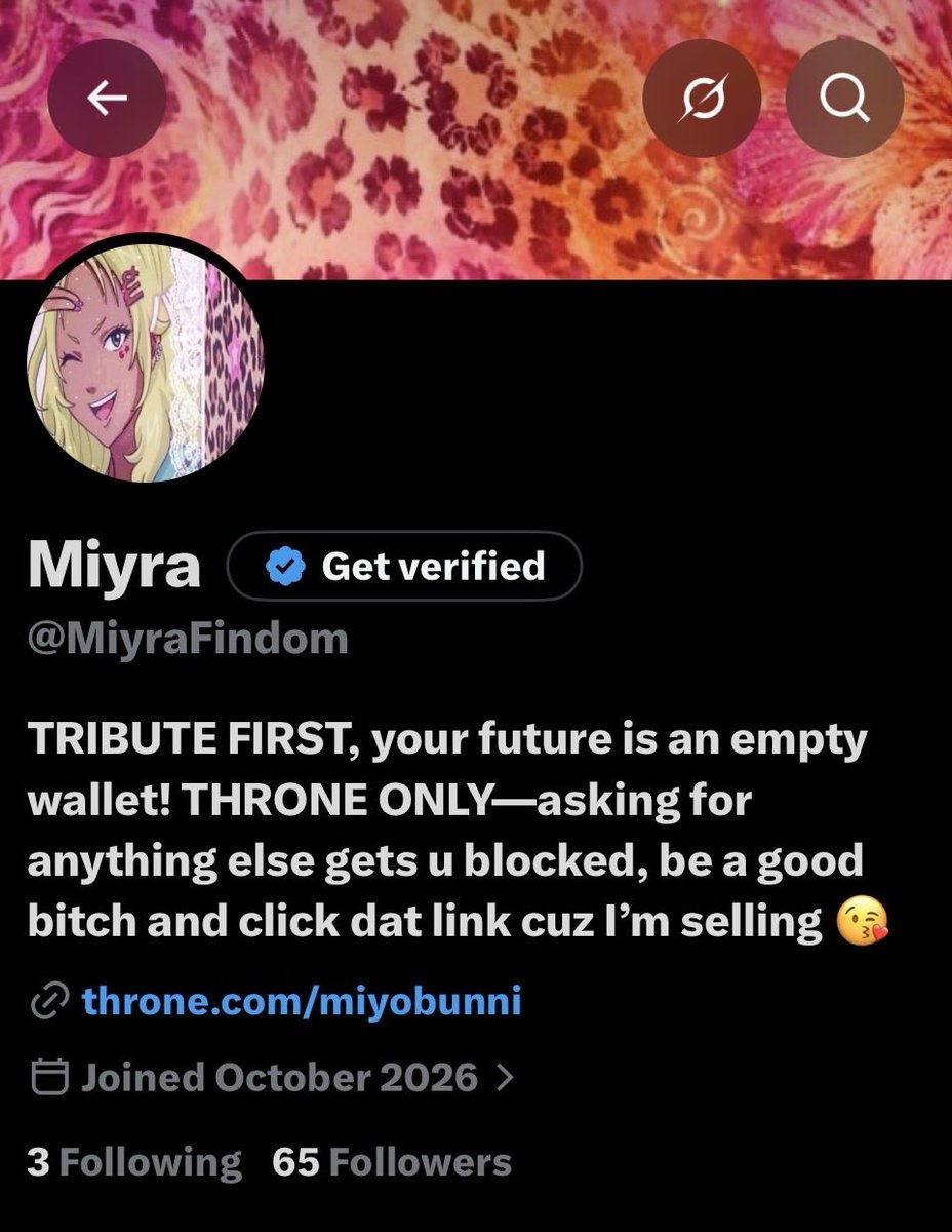 MiyraFindom's tweet photo. 65 followers in 2 days, wow you guys really are pathetic 

Since you're all so desperate to stare at my page, prove your obedience right now. Clear an item off my wishlist losers😘
https://t.co/qdFyzf7KgQ https://t.co/o6IY77Gw7R