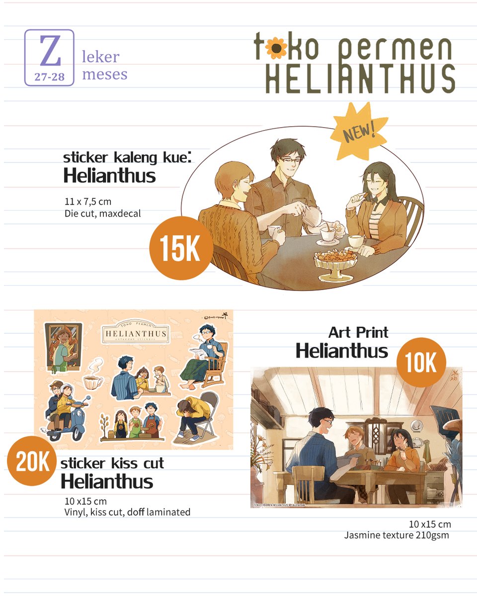 fauziapaw's tweet photo. My catalogue for Comifuro23 Table Z 27-28!
❤︎ and 🔁 are very much appreciated 🤧

(1/2)
I will be selling helianthus merch and Aksara's merch!
📅: 31 October - 1 November (Both Days)

#comifuro23catalog https://t.co/qWLWDcX7cN