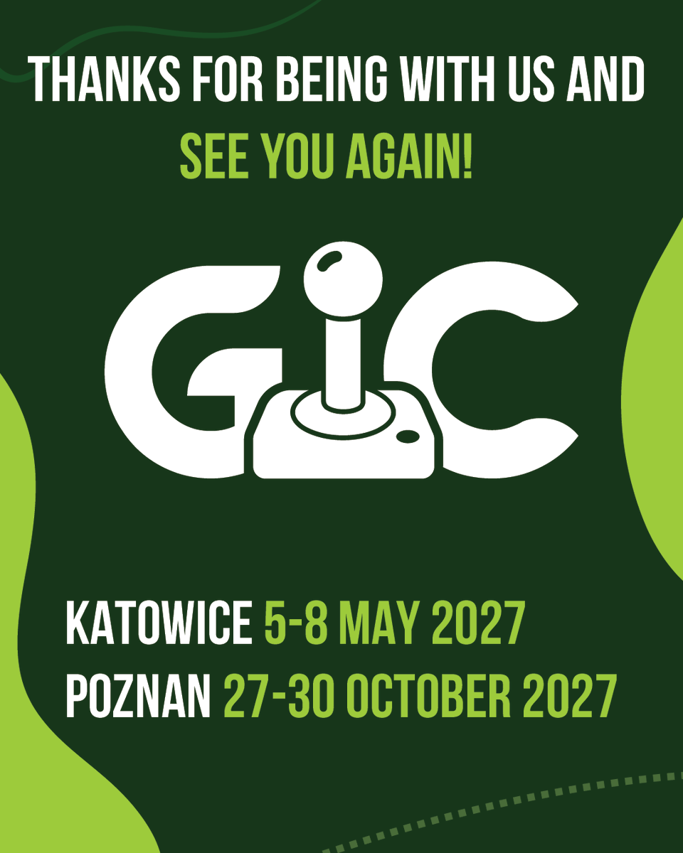 gdcon's tweet photo. Huge thanks for attending the GIC’26! We truly appreciate the energy you brought to the event. 💚 Let us know what you think of this edition, tag us on your social media pics, and enjoy the memories! 
See you in 2027 on 5-8 May in Katowice and on 27-30 October in Poznań! 👋 https://t.co/CF1Gi8LONu