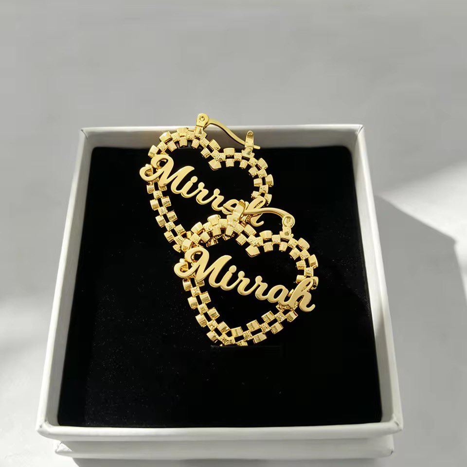 Jewelsbymoe's tweet photo. \~                 Hoops  for  the  weekend  .   

__________

        Customized    Heart   Nameplate   Earrings ✨ ✨ 

___________________

  Price     : : :     N  39,900.

_______________________________

  Available   in   gold   only . https://t.co/sWxQULKz4e