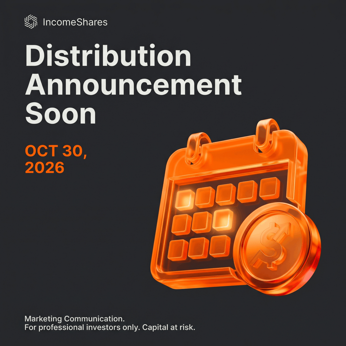IncomeShares's tweet photo. Only 6 days left until we announce the next monthly distribution amounts. https://t.co/A43Ju8rsj3