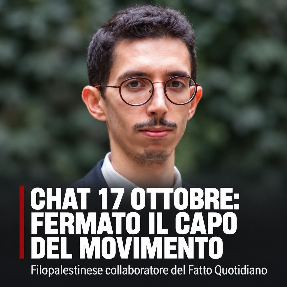 Alground's tweet photo. Alle 14.30 ci doveva essere una nuova chiamata alle piazze, ma la chat è rimasta muta.

Youssef Siher, trentenne italiano di origini marocchine, è stato accompagnato negli uffici di polizia a Milano. Attivista filopalestinese e giornalista freelance, con collaborazioni con il Fatto Quotidiano, sarebbe il promotore dei canali social del Movimento 17 ottobre.

Gli investigatori stanno verificando il suo ruolo nella rete che ha rilanciato le manifestazioni dopo gli scontri milanesi. Secondo le informazioni disponibili, non risulta confermato un arresto e la sua posizione resta al vaglio.

Creare una chat e organizzare violenze sono responsabilità diverse: l’indagine dovrà chiarire chi abbia promosso le proteste e chi abbia eventualmente coordinato azioni criminali.
