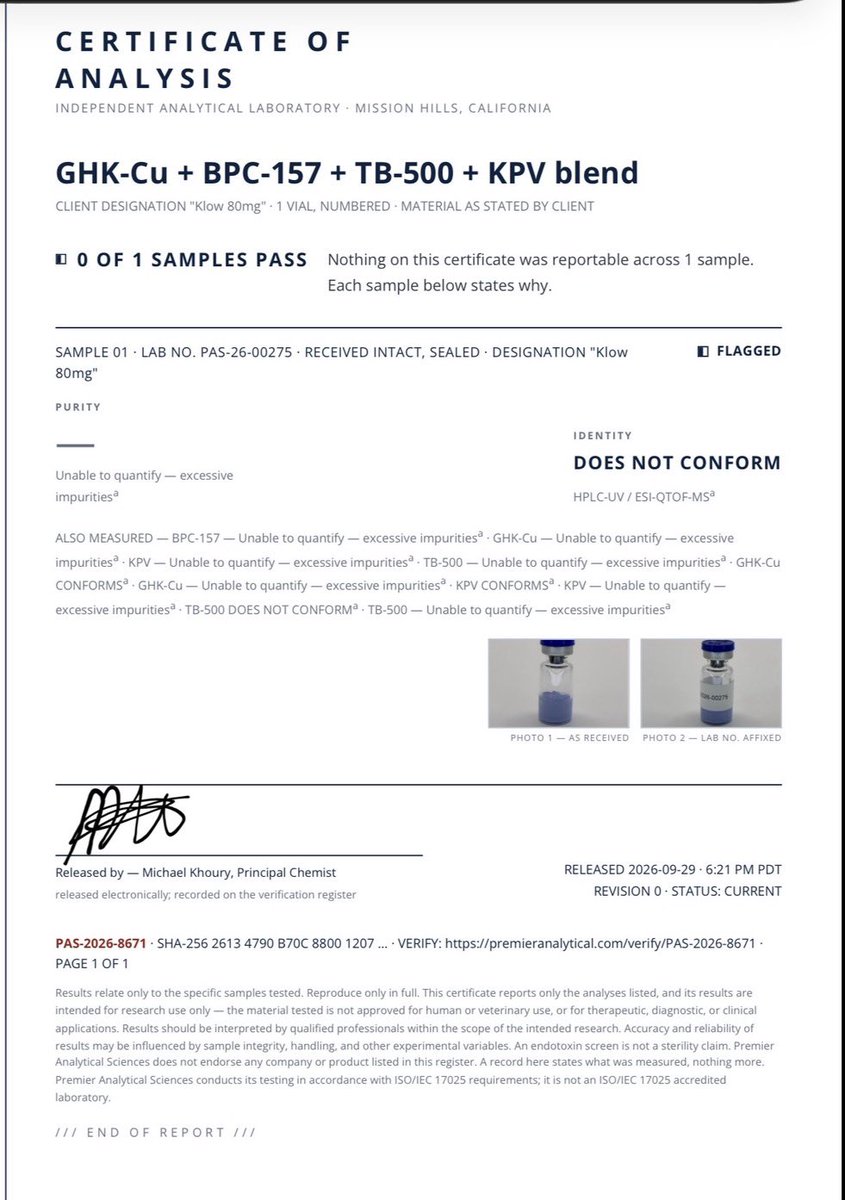 freedomNov5's tweet photo. His klow fails    His Wolverine fails other tests fail, but he doesn’t replace unless you pay for a 2nd more expensive lab test 

His klow had NOTHING in it 

Stay away. 

@Krysia830073 https://t.co/AMm4gsdMOy
