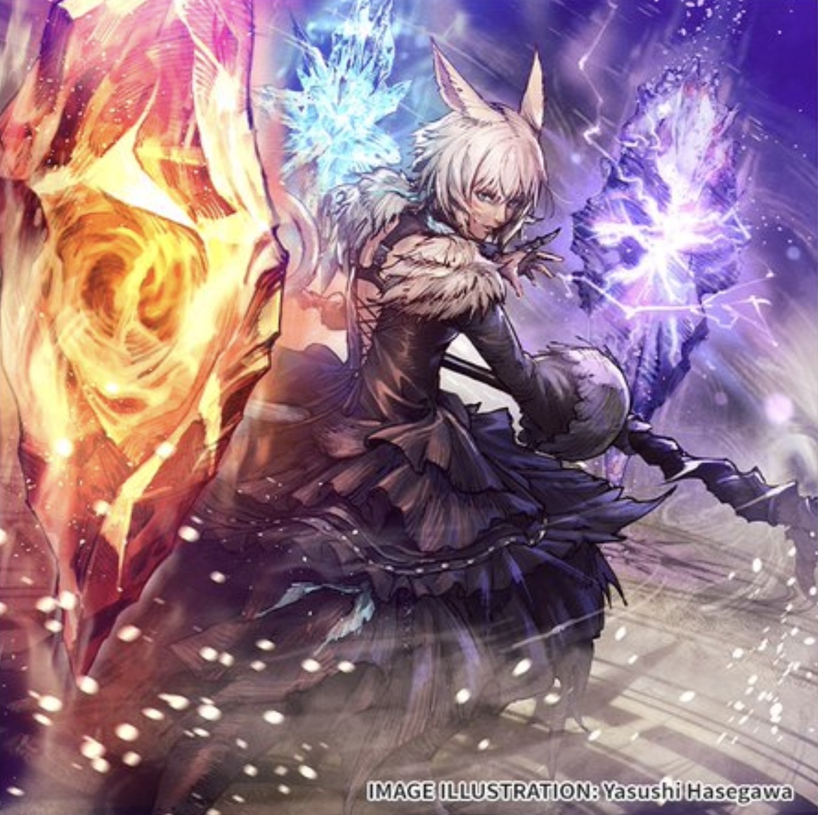 aitaikimochi's tweet photo. New Y'shtola art with bonus Emet-Selch too, the new update for FFXIV with Y'shtola in Dissidia Duellum Final Fantasy is so good ugh https://t.co/jnbV591QIL
