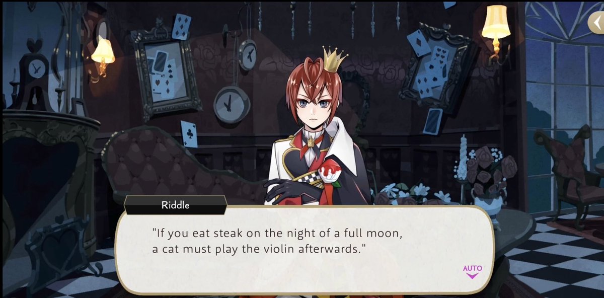 julimdim's tweet photo. I like that sometimes the Queen of Hearts' rules are stuff like "replace what you stole!" and "don't play croquet late at night!" and other times it's completely insane and impossible bullshit that nobody besides Riddle would ever be able to follow https://t.co/aoX3AeFTCA