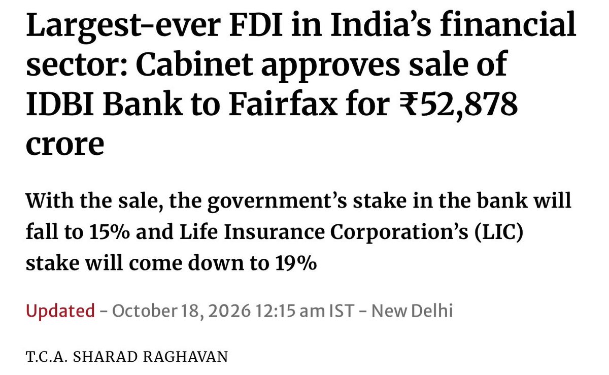 rahulbashu's tweet photo. 🧵 1/2 | IDBI Bank’s Net Profit (₹ Cr)
FY21: ₹1,359
FY22: ₹2,439
FY23: ₹3,645
FY24: ₹5,634
FY25: ₹7,515
FY26: ₹9,513
Total profit in 6 years: ~₹30,105 crore!
A remarkable turnaround. So why sell a recovering Indian bank? 🇮🇳
#IDBINotForSale #SaveIDBIBank #PublicSector https://t.co/wWAkjgQh9A
