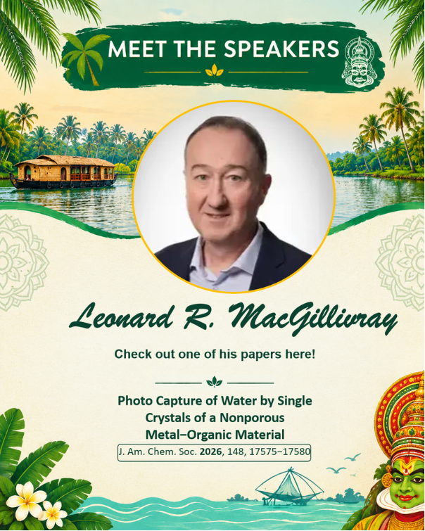 ICCOSS27's tweet photo. Meet @MacGillivrayRG, invited speaker at ICCOSS27! His research focuses on crystal engineering for solid-state reactions, pharmaceutical cocrystals and sustainable functional materials. 
📍ICCOSS27 | June 20–25, 2027 | Kerala, India
🔗https://t.co/7ruMioPjkW https://t.co/YojZzK8rI1