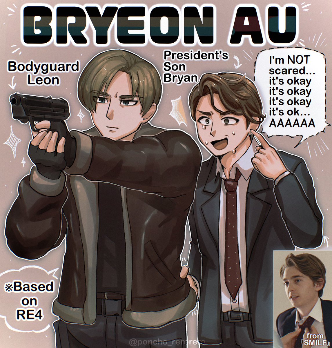 poncho_rerorero's tweet photo. Collection of RE4 AU

bodyguard Leon × the President’s son, Bryan

※Brian’s design is based on 『SMILF』
#bryeon #レオブラ https://t.co/4qBTxFVn34