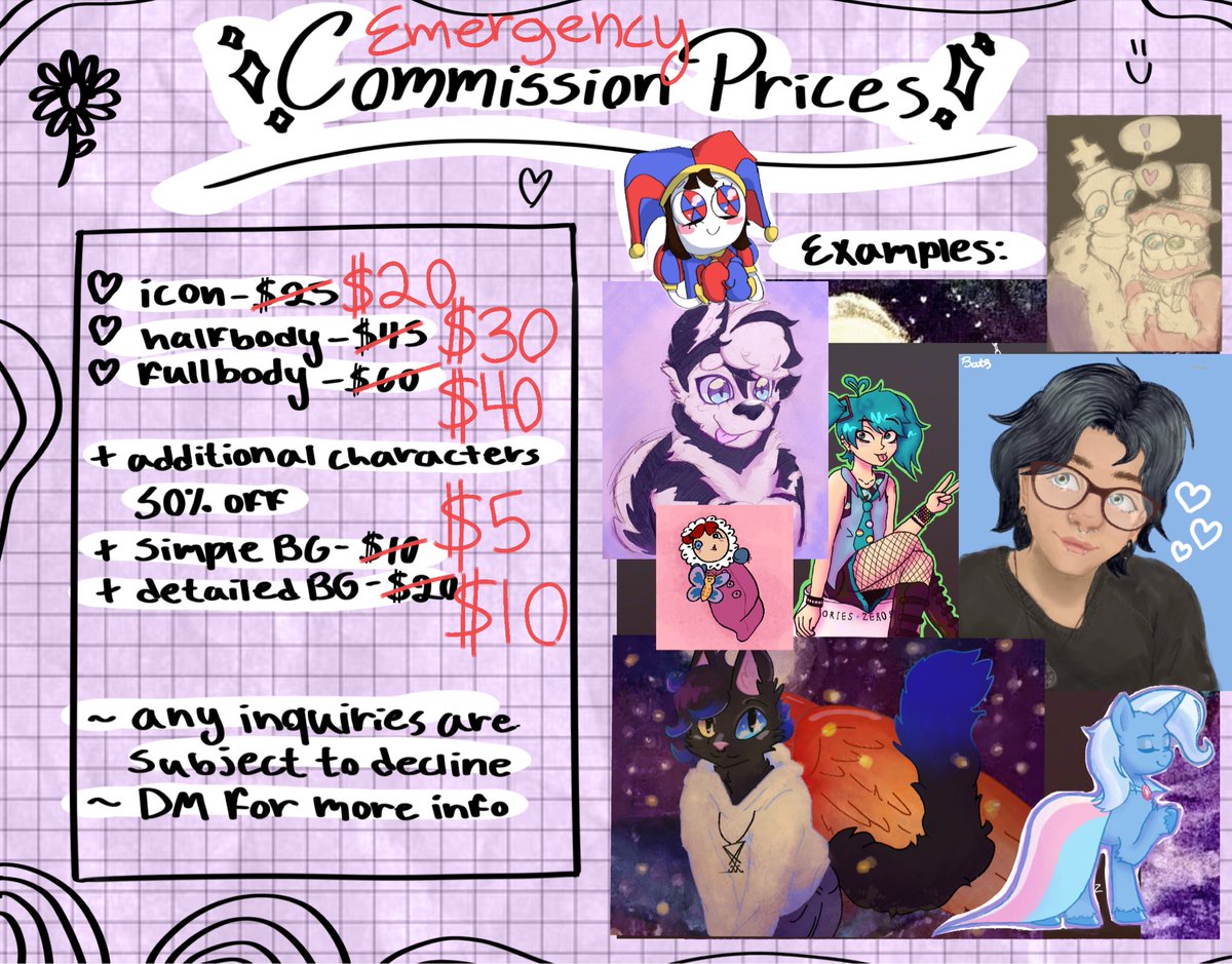 echosynthesis_'s tweet photo. EMERGENCY COMMISSIONS— Due to my disabilities I am unable to work, and I need money for a P.O box before I can apply for medical assistance since I have no address. Please, any shares/engagement mean a lot 🫶
#commissions #smallartist #furry #tadc #hazbinhotel #fanart #emergency https://t.co/XT2EYhryF1