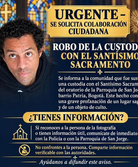 Dulcinela0907's tweet photo. 🆘 Por favor #Rt oremos por la profanación que hizo este hombre en la parroquia del barrio Patria en #Bogotá @Bogota mire Sr @CarlosFGalan no tengo idea si es católico o no, lo único que sé es que esto es gravísimo y Ud nada hace por la seguridad @arquidiocesisbo @dianadiago 🆘 https://t.co/7HeUqVVNkK