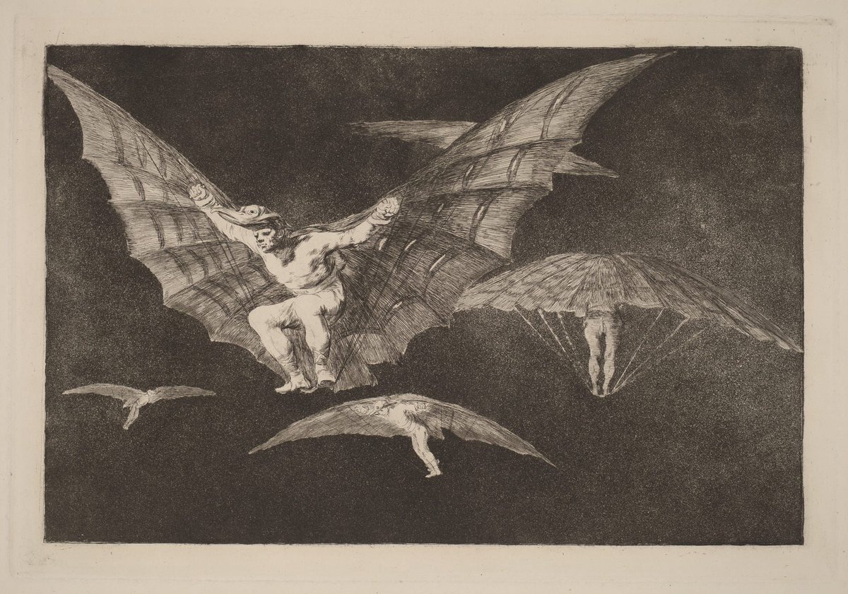 wallstreet1929's tweet photo. Goya, A Way of Flying. "...use of flight as a metaphor for instability, human irrationality and the inconstancy of fortune. Other commentators have seen it as a metaphor for political and philosophical innovation." Maybe. https://t.co/xepJGaZeS9