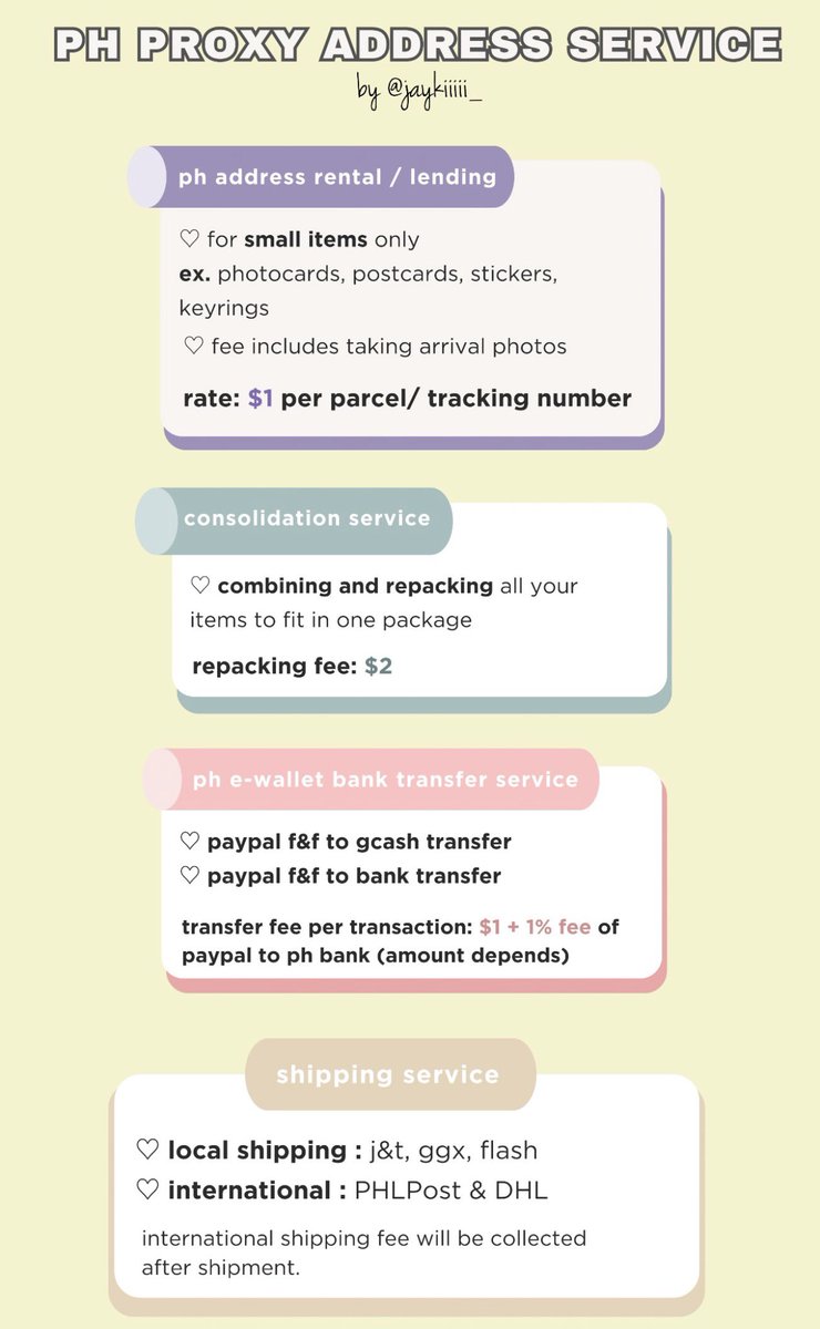 jaykiiiii_'s tweet photo. 𓈀 ph 🇵🇭 proxy address rental service

dm for more info✨

🏷️ philippine address rent rental service proxy consolidation bank transfer https://t.co/hybvUb8N04