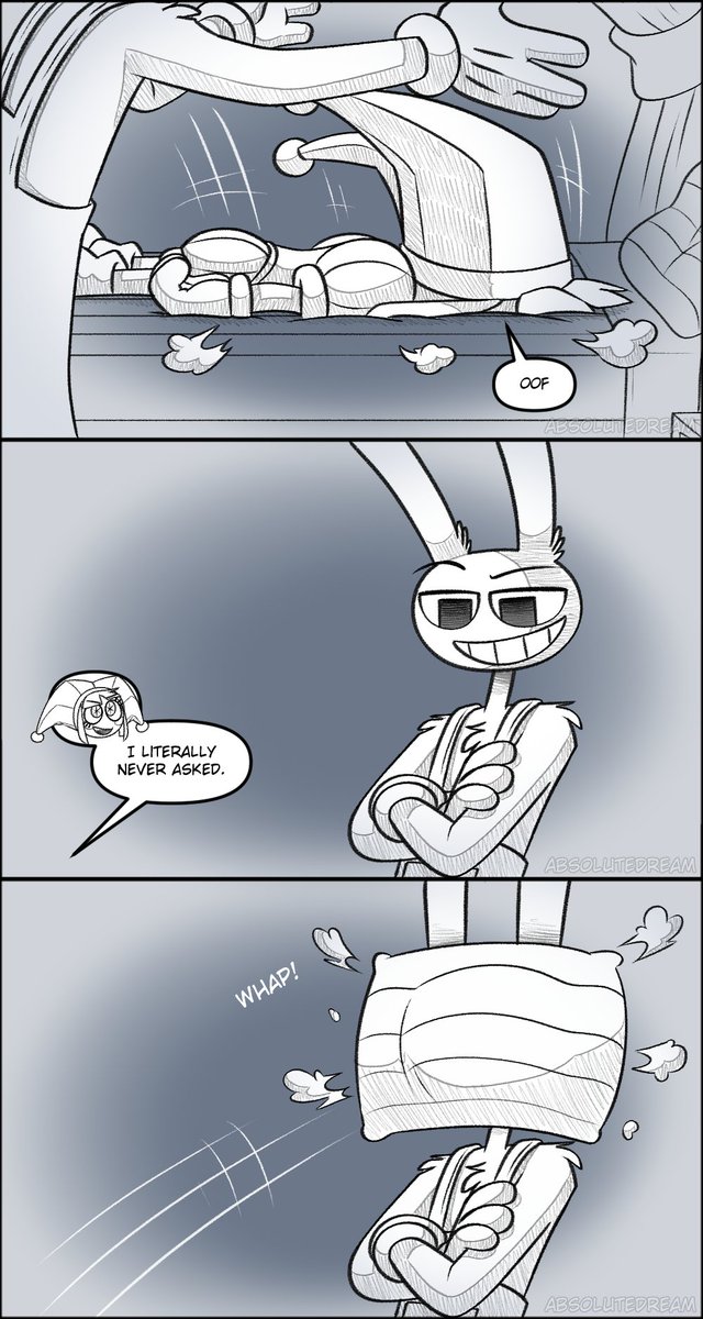 _AbsoluteDream_'s tweet photo. After Pomni has a couple of bad days, Jax decides to take Pomni to the Digital Carnival. Do they bond more? We'll see.

Comic Thread (14/19)
#TADC #Jax #pomni #FunnyBunny https://t.co/jiXsYkflsc