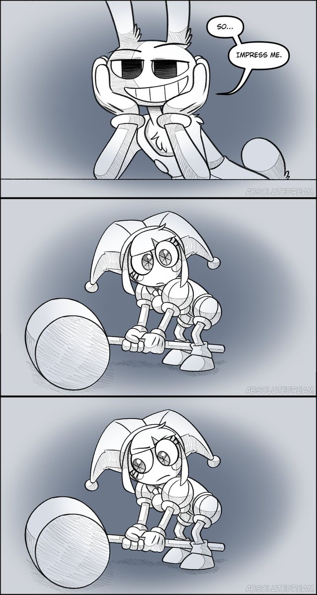 _AbsoluteDream_'s tweet photo. After Pomni has a couple of bad days, Jax decides to take Pomni to the Digital Carnival. Do they bond more? We'll see.

Comic Thread (9/19)
#TADC #Jax #pomni #FunnyBunny https://t.co/gp3KW25eC0
