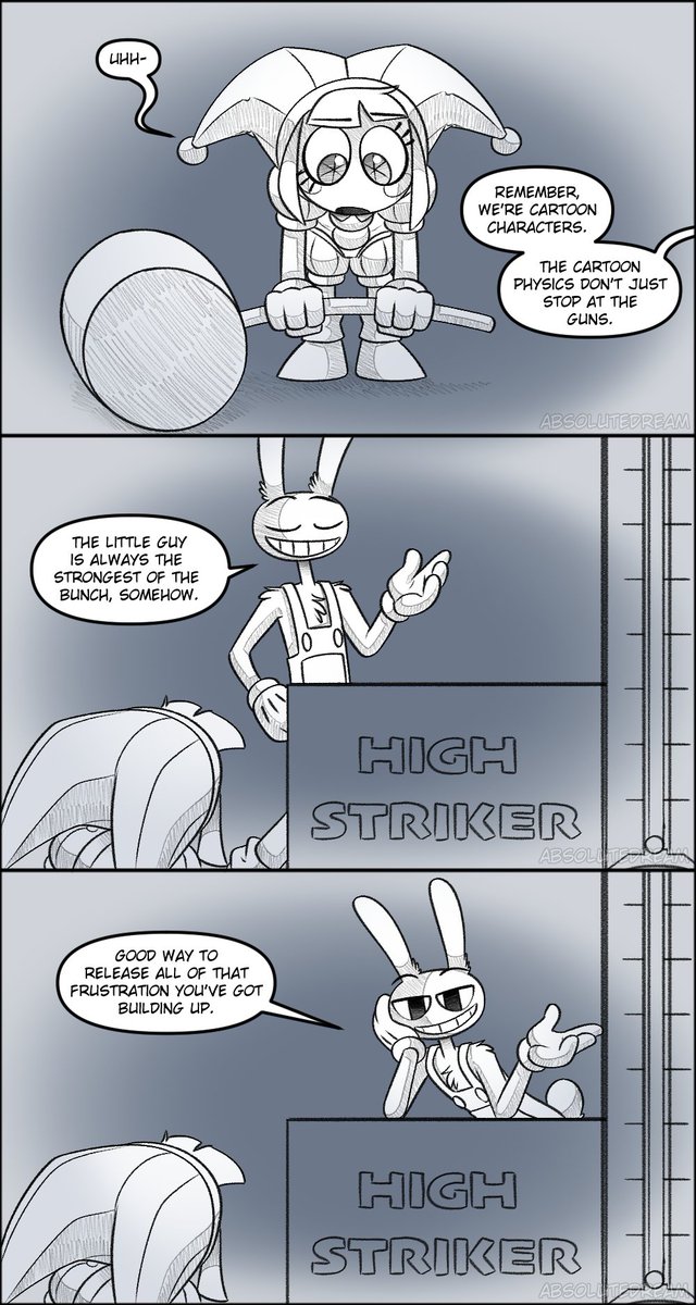 _AbsoluteDream_'s tweet photo. After Pomni has a couple of bad days, Jax decides to take Pomni to the Digital Carnival. Do they bond more? We'll see.

Comic Thread (9/19)
#TADC #Jax #pomni #FunnyBunny https://t.co/gp3KW25eC0