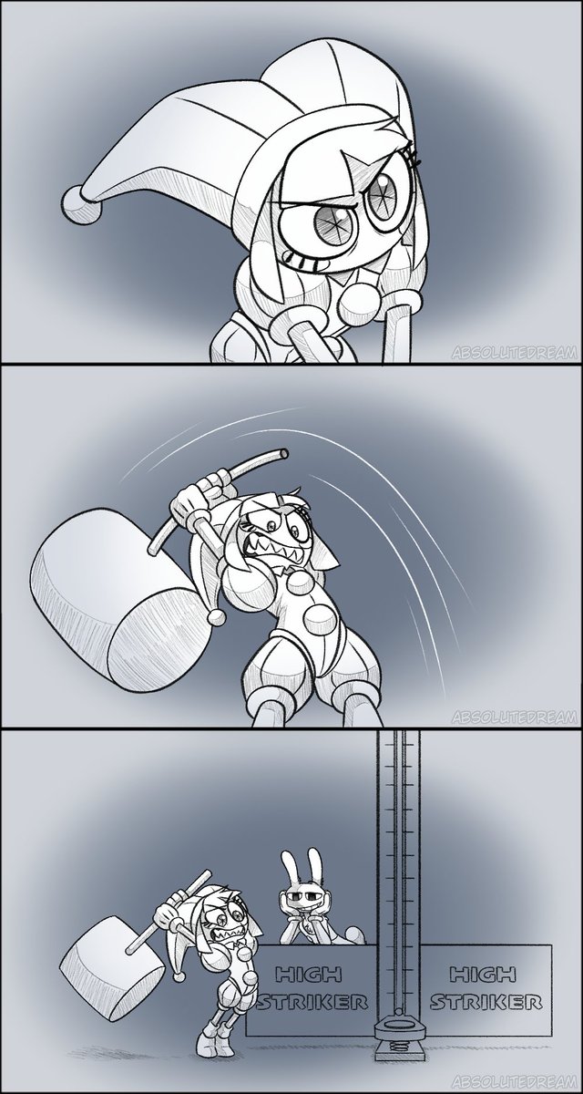 _AbsoluteDream_'s tweet photo. After Pomni has a couple of bad days, Jax decides to take Pomni to the Digital Carnival. Do they bond more? We'll see.

Comic Thread (10/19)
#TADC #Jax #pomni #FunnyBunny https://t.co/xoKbrAANNX