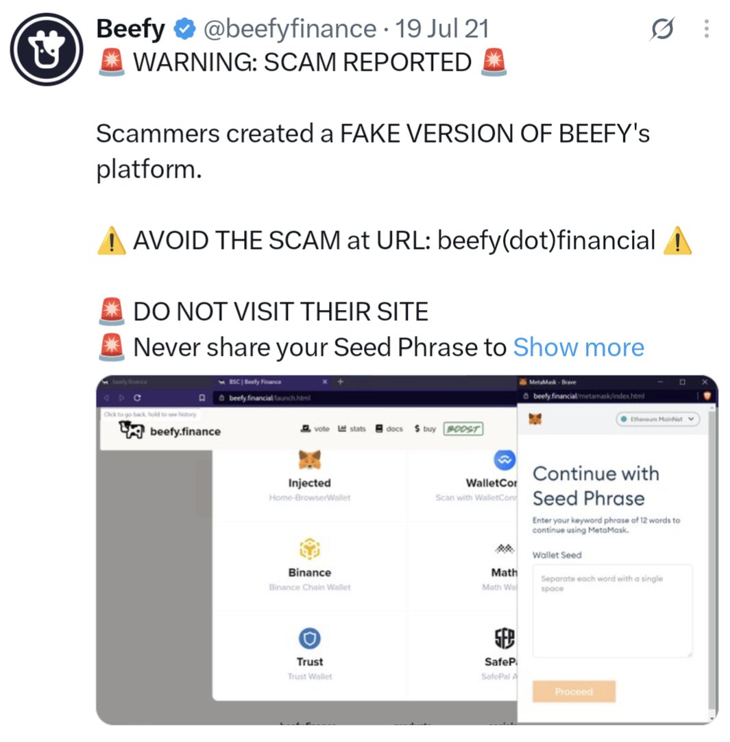 beefyfinance's tweet photo. running a defi project is a constant fight against piece of shit scammers, literally. six years of this shit. https://t.co/wYxz1w9O5r