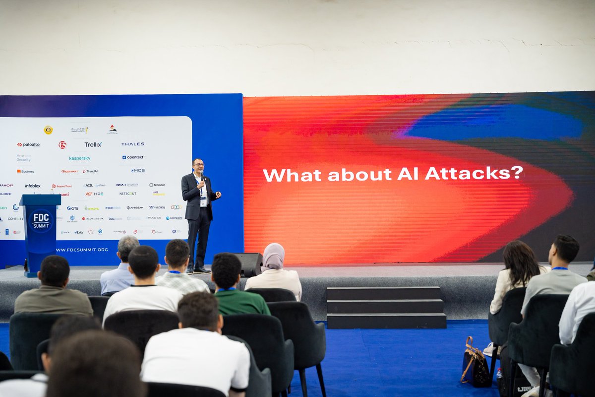 FDCSummit's tweet photo. Securing AI from development to runtime: Alaa Elhao of TrendAI shared a real-world guide at #FDCSummit2026.
#FDCSummit #AISecurity #CyberSecurity https://t.co/TLdqIsS7I7