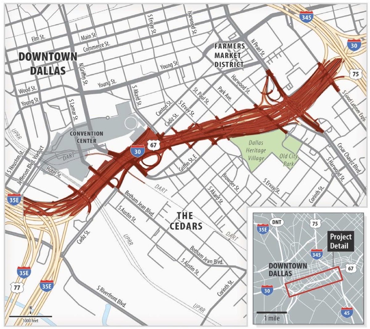 DFWscanner's tweet photo. 🚨 Full I30 Closure Tonight 🚨

All westbound and eastbound lanes of I30 will be CLOSED between I35E and I45 in Downtown Dallas starting at 10pm tonight (Saturday, October 24) through 5am Monday.

It’ll be a mess. Don’t go that way unless you have to do so. You’ve been warned. Here’s a graphic below from TXDOT: