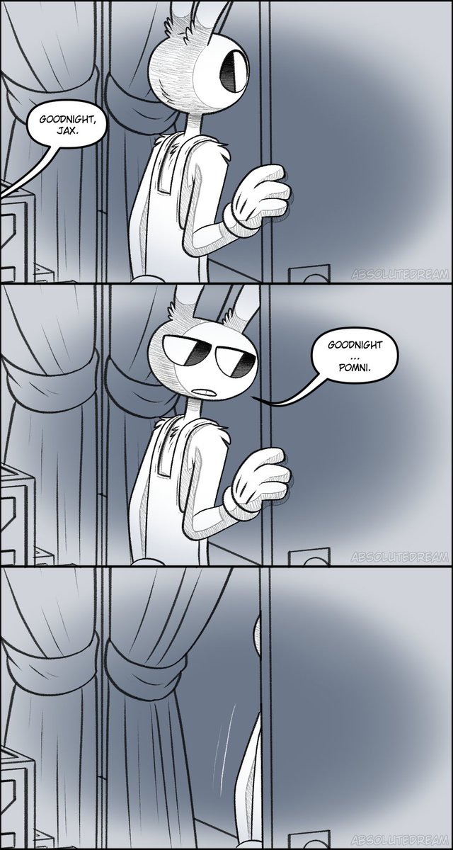 _AbsoluteDream_'s tweet photo. After Pomni has a couple of bad days, Jax decides to take Pomni to the Digital Carnival. Do they bond more? We'll see.

Comic Thread (16/19)
#TADC #Jax #pomni #FunnyBunny https://t.co/HBFu1wwvOC