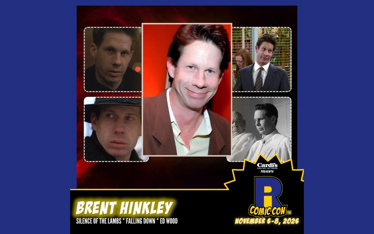 ricomiccon's tweet photo. Please welcome Brent Hinkley to Rhode Island Comic Con at @the_amppvd and @riconvention!

With memorable appearances in The Silence of the Lambs, Falling Down, Ed Wood, and Jacob's Ladder, Brent has been part of some truly unforgettable films throughout his career! Get ready to meet this talented character actor at Rhode Island Comic Con!

Get your tickets now at https://t.co/c1q6njMXY3!

#RICC2026 #BrentHinkley #SilenceOfTheLambs #FallingDown #EdWood