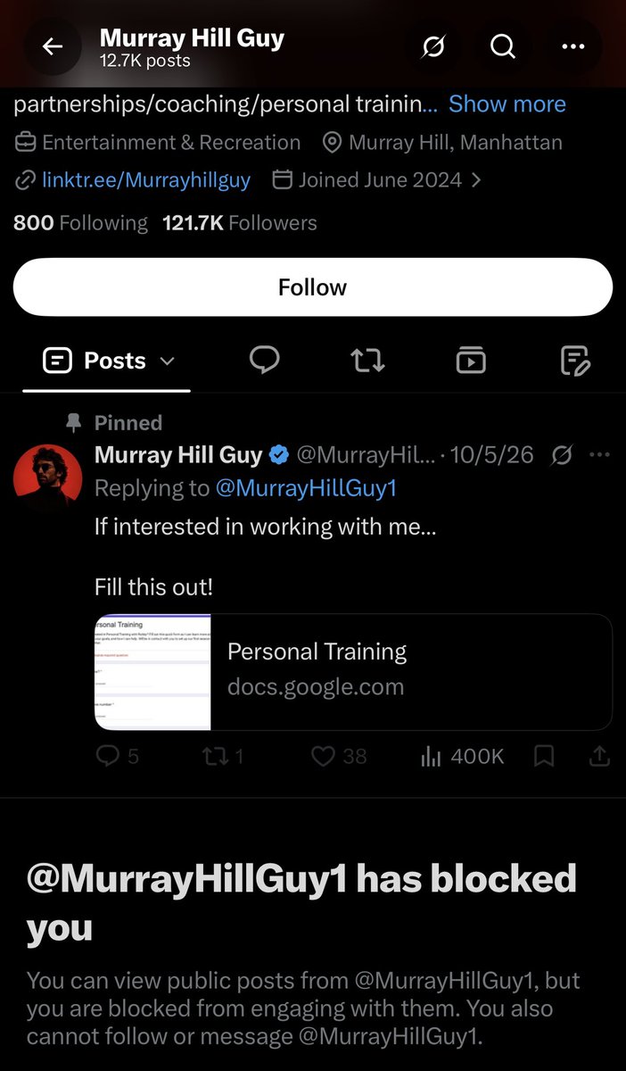 slcjames801's tweet photo. @MurrayHillGuy1 blocked me and hid my replies because I called him out on his obvious grifting. Knew he couldn’t defend himself, so hid the reply and blocked me like a little bitch https://t.co/xAfTnkqBZ2
