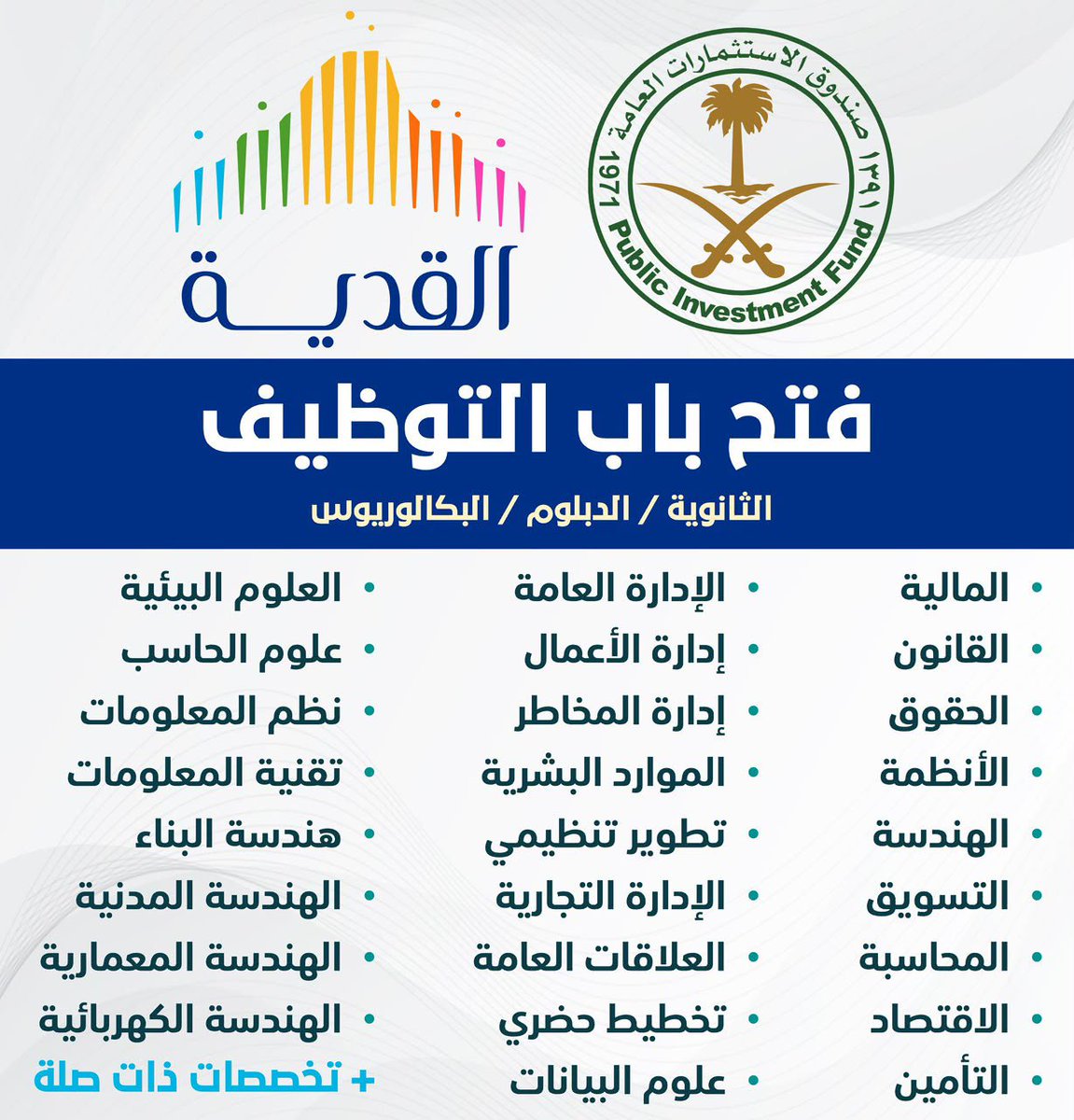 jt_3s's tweet photo. جديد - إعلان (244 وظيفة) لدى إحدى شركات (صندوق الاستثمارات العامة) للثانوية، الدبلوم، البكالوريوس:

- القانون
- الهندسة
- إدارة الأعمال
- الإدارة العامة
- الموارد البشرية
- علوم الحاسب
- تقنية المعلومات
- أمن المعلومات
- الأمن السيبراني
- المحاسبة / المالية
- نظم المعلومات
- الإحصاء
- الاقتصاد
- سلسلة التوريد
- إدارة المشاريع
- العلاقات الدولية
- إدارة الجودة
- اللغة الإنجليزية
- التسويق / إعلام
- علاقات عامة
- وأخرى ,,,,

🔗 تفاصيل 
https://t.co/AWf0Ru4NDR